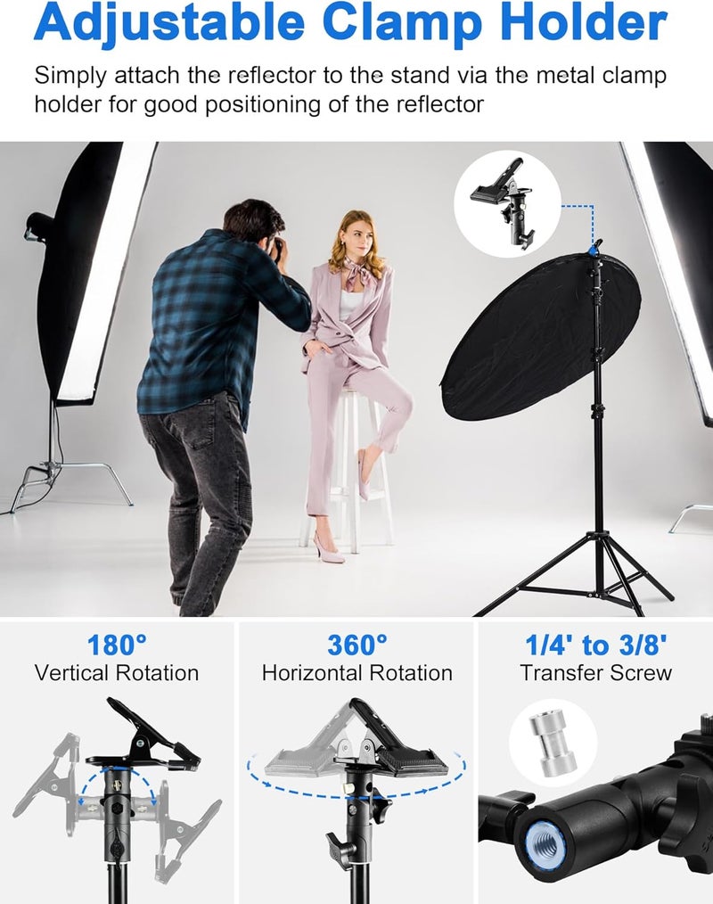 Selens Portable 43inch/110cm Light Reflector with Clamp,5 in 1 Collapsible Multi Disc Photography Reflector Translucent,Silver,Gold,White,Black for Studio Photography Lighting and Outdoor Lighting - Image 3